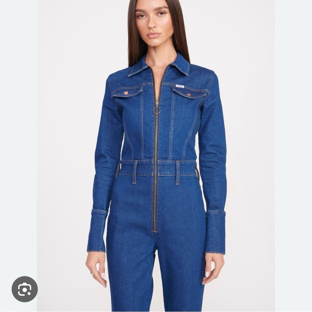 STAUD X Wrangler The Body Blue Denim Jumpsuit Size Large - Picture 2 of 4